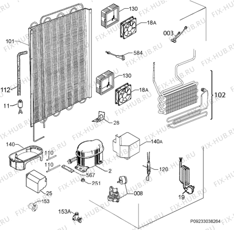 Взрыв-схема холодильника Juno JCN14024F5 - Схема узла Cooling system 017
