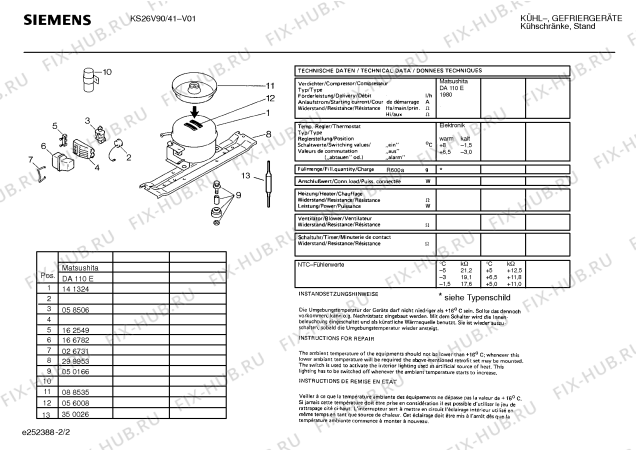 Схема №1 KS31V02 с изображением Инструкция по эксплуатации для холодильной камеры Siemens 00520606