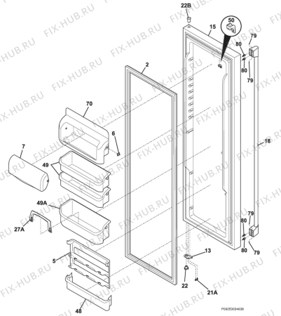 Взрыв-схема холодильника Aeg Electrolux S75628SK6 - Схема узла Refrigerator door