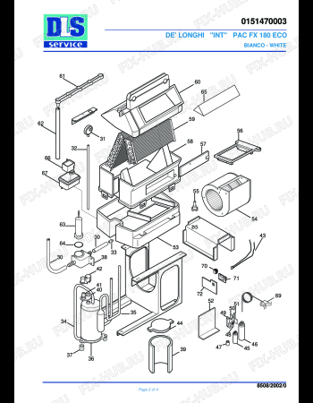 Взрыв-схема кондиционера DELONGHI PAC FX180 ECO Bianco FINO A MATR. 31211 - Схема узла 2