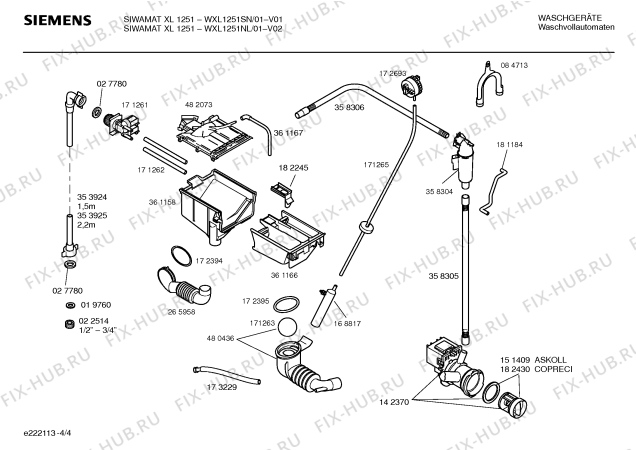 Схема №2 WXL1251SN SIWAMAT XL 1251 с изображением Инструкция по установке и эксплуатации для стиралки Siemens 00585423