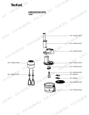 Схема №2 HB202530/3P0 с изображением Корпусная деталь для блендера (миксера) Tefal FS-9100019462