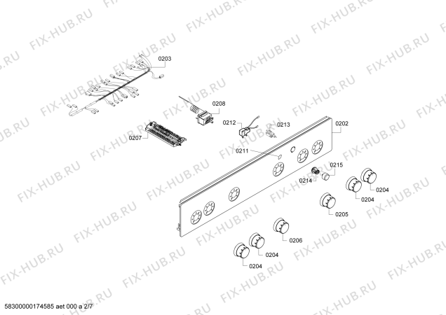 Схема №6 FRS3310GTL Profilo с изображением Панель управления для духового шкафа Bosch 00749562