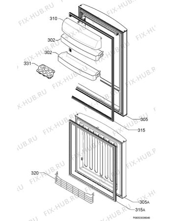 Взрыв-схема холодильника Electrolux ENB43496X - Схема узла Door 003