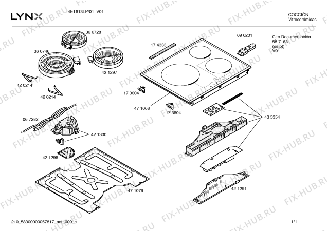 Схема №1 4ET613LP с изображением Модуль управления для плиты (духовки) Bosch 00435354