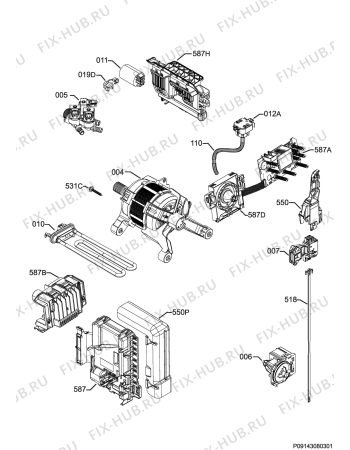 Взрыв-схема стиральной машины Electrolux EWW51476HW - Схема узла Electrical equipment 268