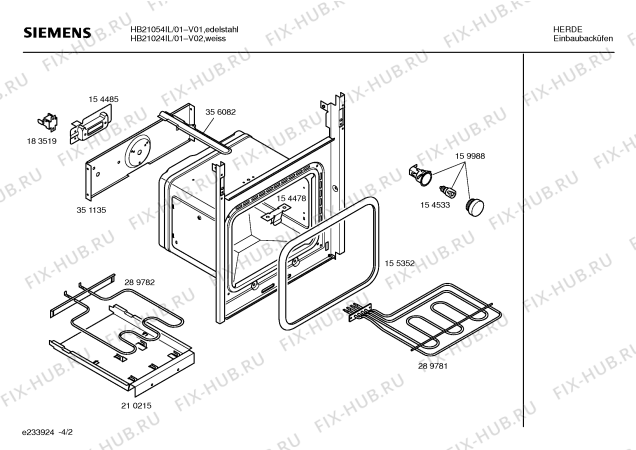 Схема №2 HB21054IL с изображением Ручка для электропечи Siemens 00360526