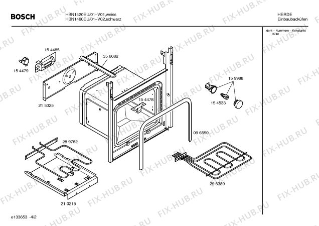 Взрыв-схема плиты (духовки) Bosch HBN1420EU - Схема узла 02