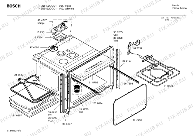 Взрыв-схема плиты (духовки) Bosch HEN5462CC - Схема узла 03