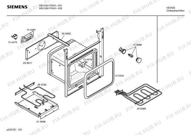 Схема №1 HB13351FN с изображением Инструкция по эксплуатации для плиты (духовки) Siemens 00528633