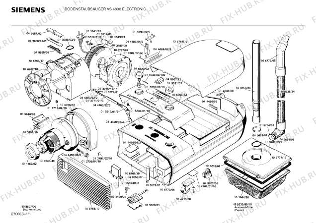 Схема №1 VS4800 с изображением Мотор вентилятора для пылесоса Siemens 00130645