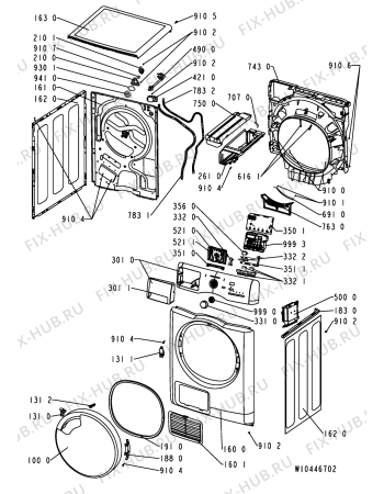 Схема №2 BA 7011 WP с изображением Блок управления для стиральной машины Whirlpool 481010467654