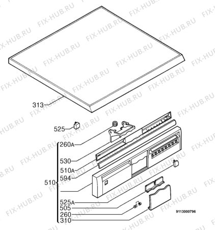 Взрыв-схема посудомоечной машины Zanussi DWS6947 - Схема узла Command panel 037