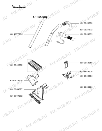 Взрыв-схема пылесоса Moulinex AEF556(0) - Схема узла 7P002286.7P3