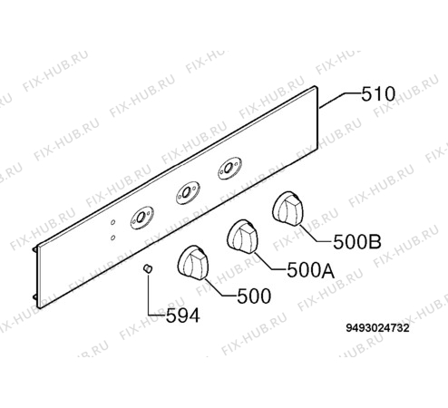 Взрыв-схема плиты (духовки) Electrolux EOB5700W - Схема узла Command panel 037