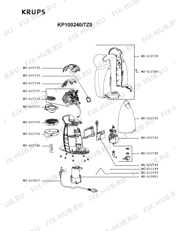 Схема №1 KP100240/7Z1 с изображением Покрытие для электрокофеварки Krups MS-622728