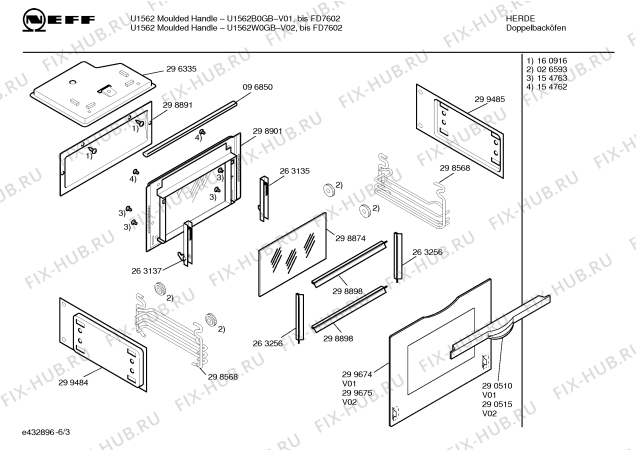 Схема №3 U1562W0GB U1562 WHITE с изображением Фронтальное стекло для электропечи Bosch 00299675