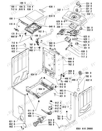 Схема №1 AWA 6105 с изображением Обшивка для стиральной машины Whirlpool 481245211032