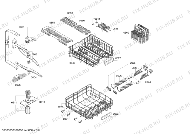 Взрыв-схема посудомоечной машины Bosch SMS54M98II, HydroSTAR - Схема узла 06