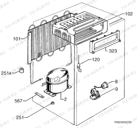 Взрыв-схема холодильника Zanussi ZR25/1W - Схема узла Cooling system 017