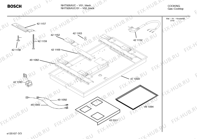 Схема №1 NHT725AUC с изображением Решетка для электропечи Bosch 00491114