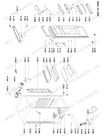 Схема №1 KR2382 FRESH A+ IL с изображением Часть корпуса для холодильника Whirlpool 481010564732