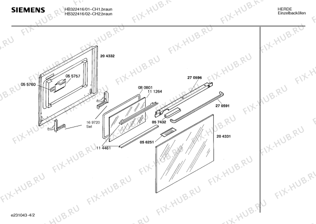 Взрыв-схема плиты (духовки) Siemens HB322416 HB3224 - Схема узла 02