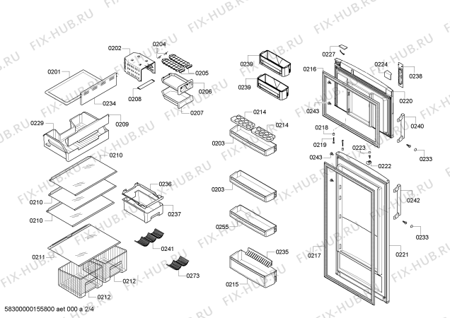 Схема №2 BD4400ANFI с изображением Дверь для холодильника Bosch 00711149