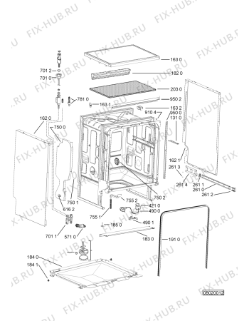 Взрыв-схема посудомоечной машины Whirlpool ADP 6310 WH - Схема узла