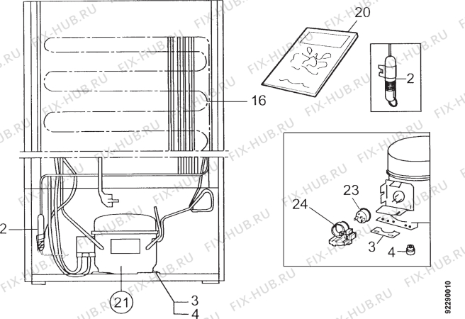 Взрыв-схема холодильника Zanussi ZVF320P - Схема узла Section 4