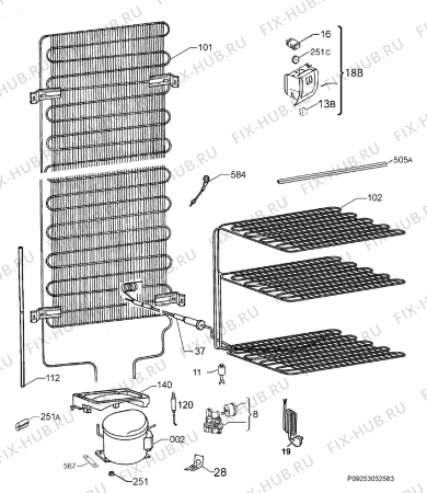 Взрыв-схема холодильника Electrolux EN3614AOX - Схема узла Cooling system 017