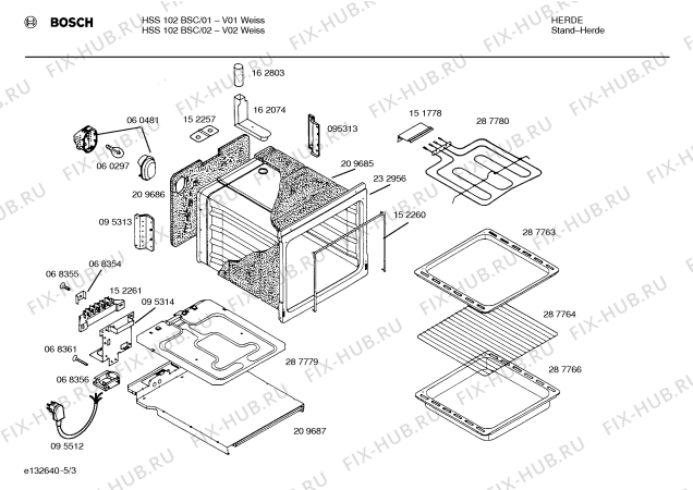 Взрыв-схема плиты (духовки) Bosch HSS102BSC - Схема узла 03