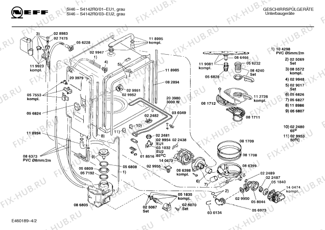 Схема №1 195307653 5122.25IW с изображением Панель для электропосудомоечной машины Bosch 00270887