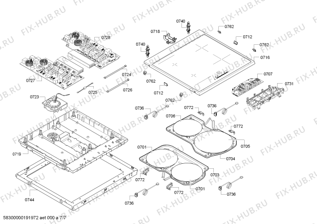 Взрыв-схема плиты (духовки) Bosch HCA778320U - Схема узла 07