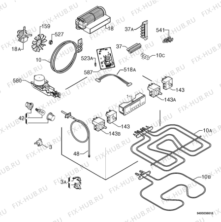 Взрыв-схема плиты (духовки) Privileg 520329_60816 - Схема узла Electrical equipment 268