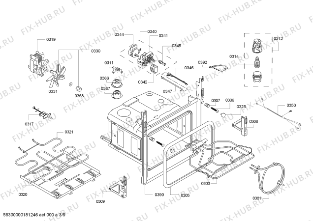 Взрыв-схема плиты (духовки) Bosch HBA64B061F H.BO.PY.L3D.IN.GYFAM.B0a.N.E3_COT/ - Схема узла 03