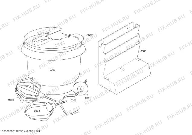 Взрыв-схема кухонного комбайна Bosch MUM4832 - Схема узла 03