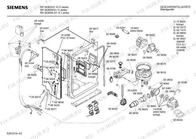 Взрыв-схема посудомоечной машины Siemens SR26303II - Схема узла 02