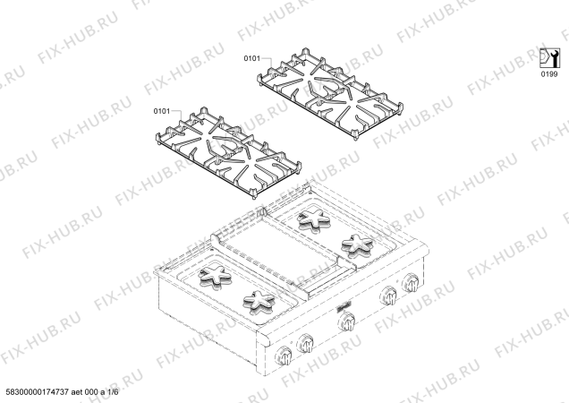 Схема №4 PC364GEBS с изображением Коллектор для плиты (духовки) Bosch 00663547