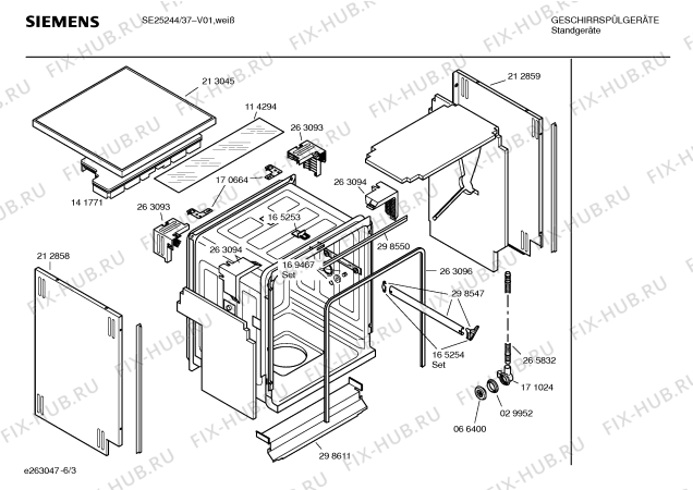 Взрыв-схема посудомоечной машины Siemens SE25244 - Схема узла 03