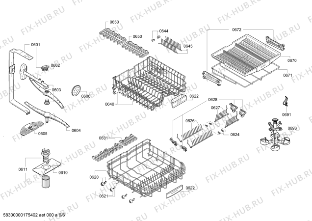 Взрыв-схема посудомоечной машины Siemens SN45N583EU - Схема узла 06