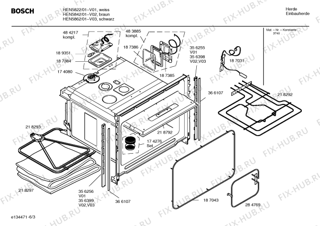 Взрыв-схема плиты (духовки) Bosch HEN5822 - Схема узла 03