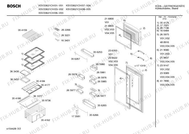 Схема №2 KSV33621CH с изображением Инструкция по эксплуатации для холодильника Bosch 00583374