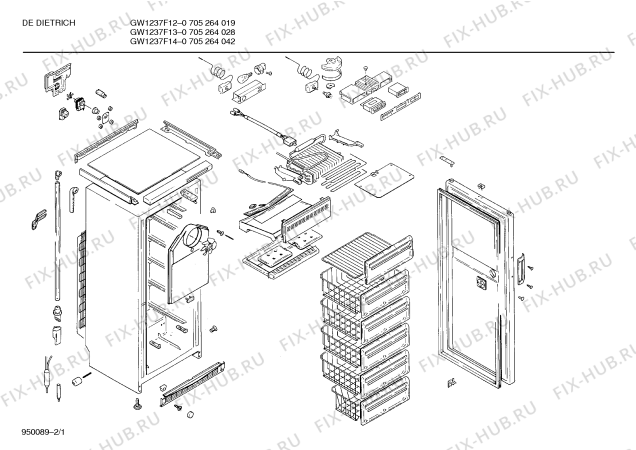 Схема №1 GSUDDU1FF GW1237F14 с изображением Панель для холодильной камеры Bosch 00119538