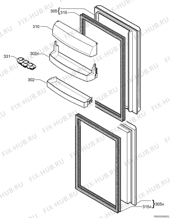 Взрыв-схема холодильника Zanussi ZRB834NW - Схема узла Door 003