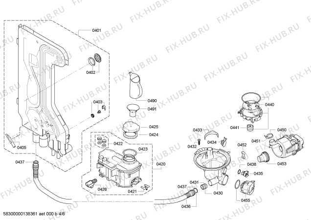 Взрыв-схема посудомоечной машины Siemens SN65E001EP - Схема узла 04