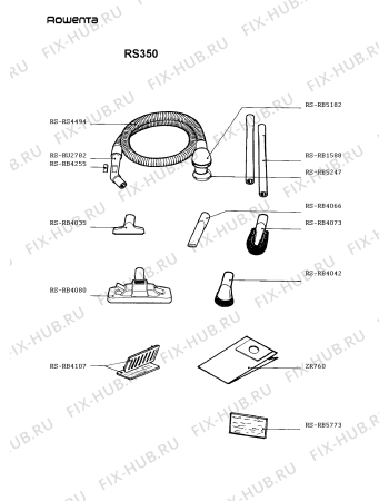 Взрыв-схема пылесоса Rowenta RS350 - Схема узла RS350XD_.__2