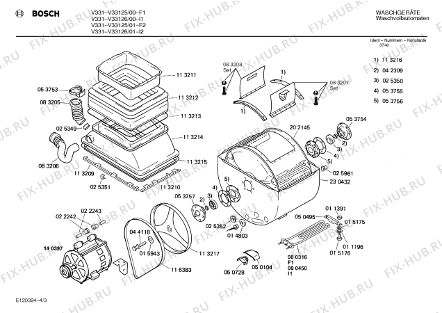 Взрыв-схема стиральной машины Bosch V33126 V331 - Схема узла 03