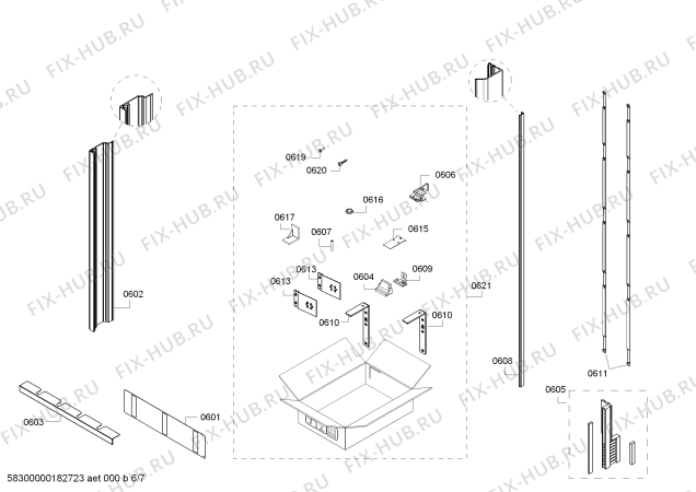 Схема №3 T18ID800LP с изображением Дверь для холодильника Bosch 00713211