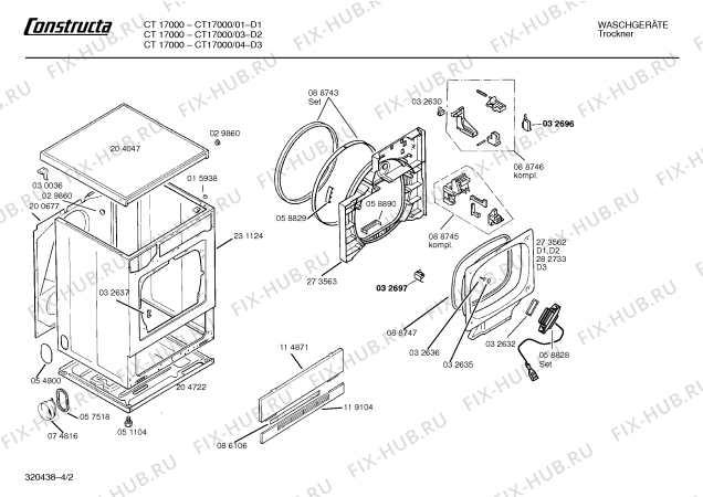 Взрыв-схема сушильной машины Constructa CT17000 CT1700 - Схема узла 02